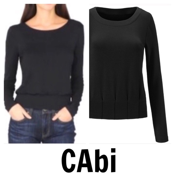 CAbi Tops - CAbi 3411 Formal Sweatshirt Knit Pleated Top Black